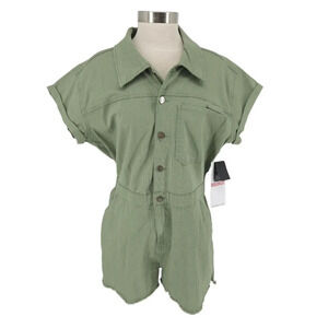 Celebrity Pink Shorts Boilersuit Romper Olive Green Short Sleeve One Piece